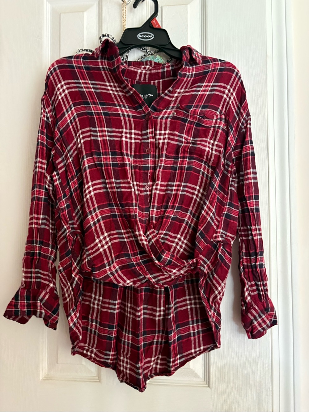 Red Plaid Button-Up Romper